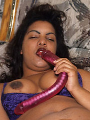Ebony BBWs Toying with Double Dildo