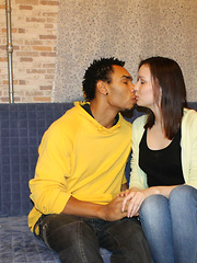 Beauty feels big chocolate dick stuffing her juicy snatch